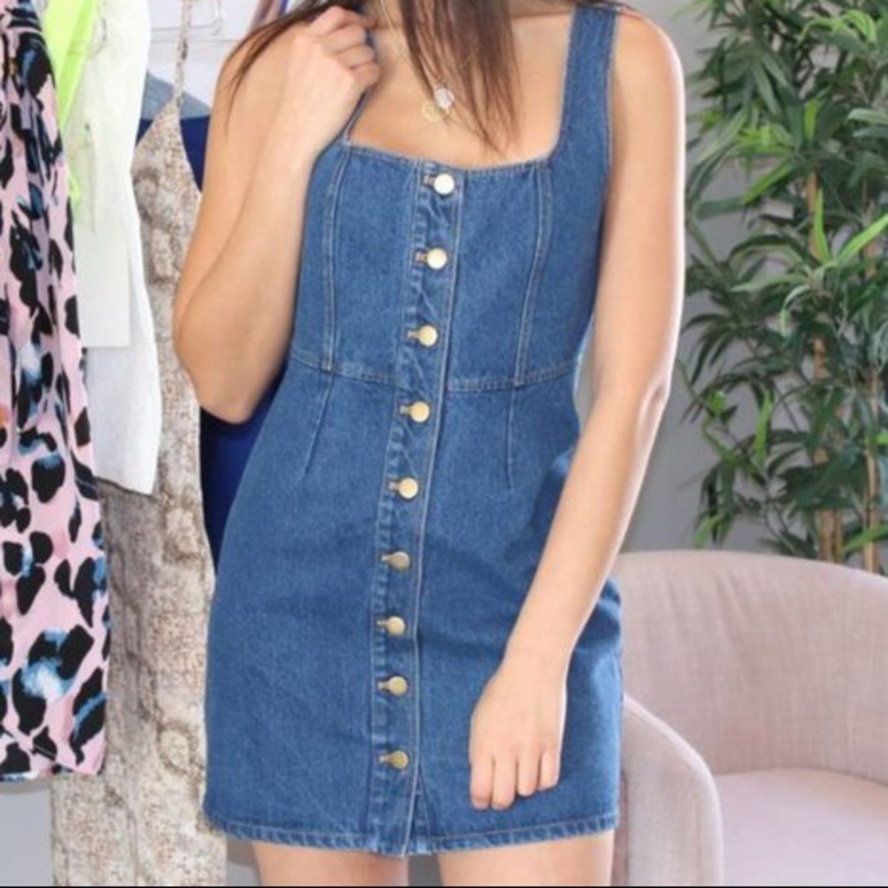 Re:Named Blue Denim Mini Bodycon Cute Summer Dress